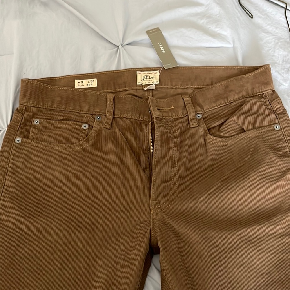 J crew brown corduroy 484 slim pants NWT 31x32
